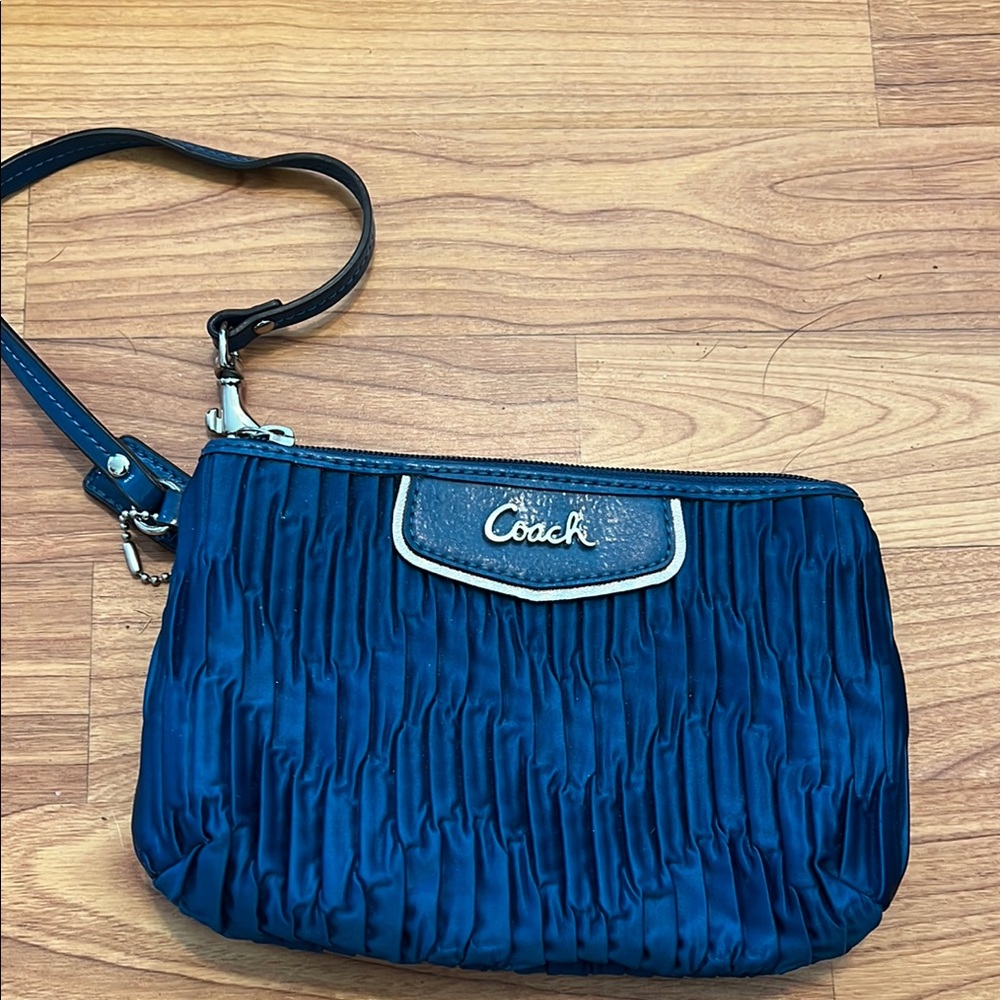 Coach Blue Clutch with Elegant Ruched Texture